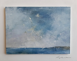 Oil on Panel    |Image  15x20 cms mounted on panel 20x26 cms |Yachting in the Bay | © Copyright 2022 Roger Dell Seddon