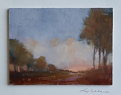 Oil on panel |Image 15x20 cms mounted on back panel 20x26 cms.  |The Longest Day | © Copyright 2022 Roger Dell Seddon