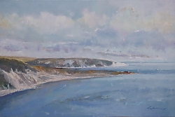 Oil on box canvas  |51x76 cms unframed |Durlston Head to Handfast Point, Jurassic Coast, Dorset | © Copyright 2022 Roger Dell Seddon