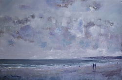 Oil on canvas |51x102 cms |Sandbanks Beach, Poole Bay | © Copyright 2022 Roger Dell Seddon