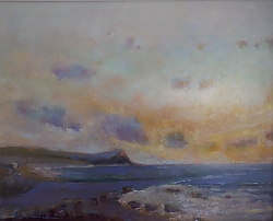 Oil on canvas |41x51cms exc.frame |Golden Evening, Kimmeridge Bay, Dorset | © Copyright 2022 Roger Dell Seddon