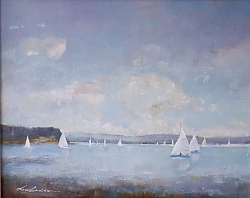 Oil on canvas |41 x 51 cms |A good day to be on the water. Poole Harbour | © Copyright 2022 Roger Dell Seddon