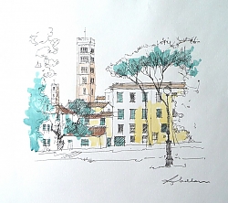 pen, ink and watercolour | |Lucca | © Copyright 2022 Roger Dell Seddon