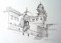pen and ink | |Amber Fort, Jaipur | © Copyright 2022 Roger Dell Seddon