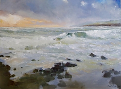 oil on canvas |76cm x 102cm |The seventh wave, Kimmeridge Bay | © Copyright 2022 Roger Dell Seddon