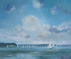 Oil on panel |51cm x 61cm |Yachting in Poole Harbour | © Copyright 2022 Roger Dell Seddon