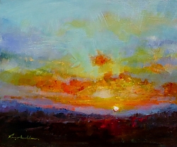 Oil on panel |26cm x 31cm |The Golden Hour, Middlebere Heath, Isle of Purbeck | © Copyright 2022 Roger Dell Seddon